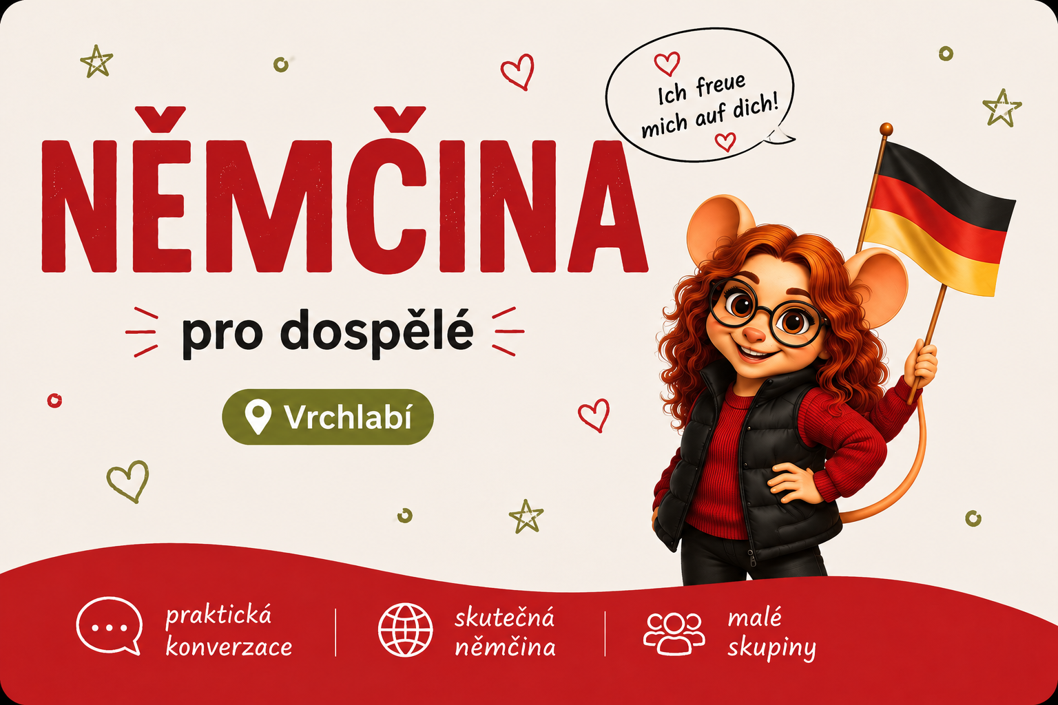 Pohodové lekce němčiny v centru Vrchlabí.